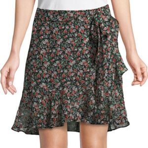 Rebecca Minkoff Alice A-line Multicolored Floral Ruffle Wrap Style Skirt Sz XS